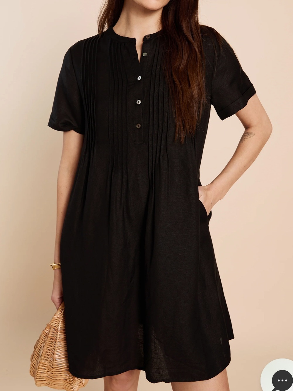 Few Moda Mireille linen Blend Mini dress with pockets